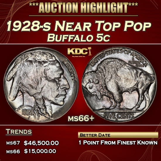 1928-s Buffalo Nickel Near Top Pop 5c ms66+ SEGS