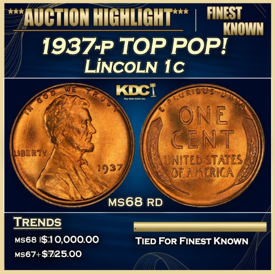 1937-p Lincoln Cent TOP POP! 1c ms68 rd SEGS