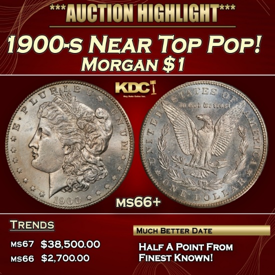 1900-s Morgan Dollar Near Top Pop! $1 ms66+ SEGS