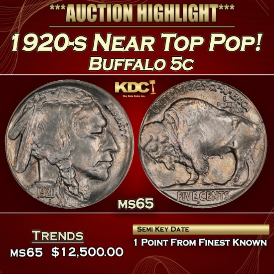 1920-s Buffalo Nickel Near Top Pop! 5c ms65 SEGS