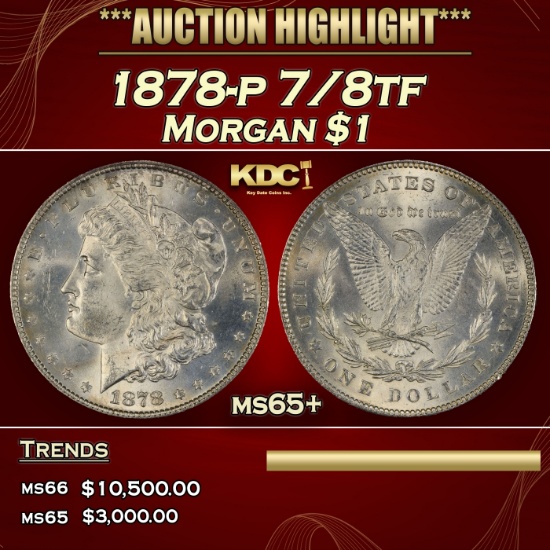 1878-p 7/8tf Morgan Dollar $1 ms65+ SEGS