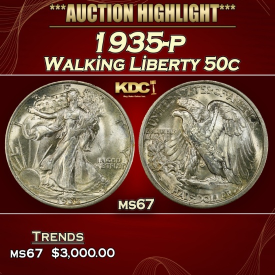 1935-p Walking Liberty Half Dollar 50c ms67 SEGS