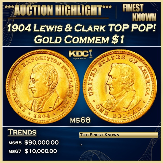 1904 Lewis & Clark Gold Commem Dollar TOP POP! 1 ms68 SEGS