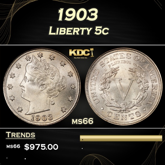 1903 Liberty Nickel 5c ms66 SEGS