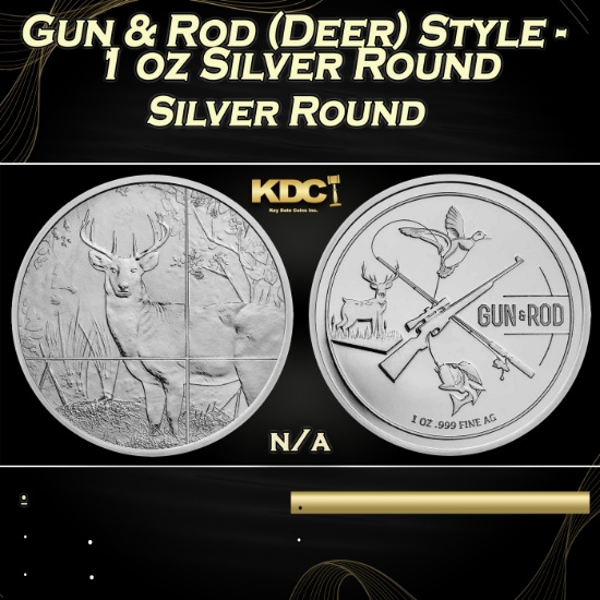 Gun & Rod (Deer) Style - 1 oz Silver Round Round
