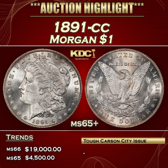 1891-cc Morgan Dollar $1 ms65+ SEGS