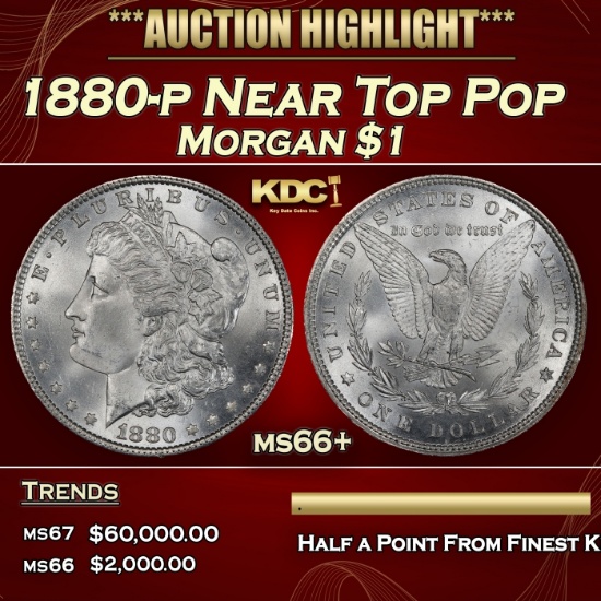 1880-p Morgan Dollar Near Top Pop $1 ms66+ SEGS