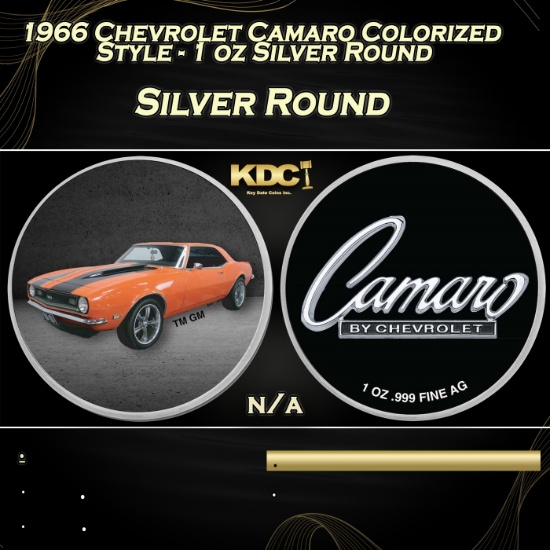 1966 Chevrolet Camaro Colorized Style - 1 oz Silver Round Round