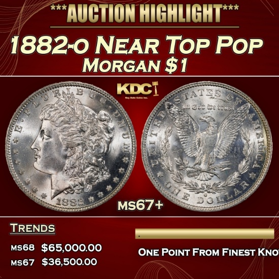 1882-o Morgan Dollar Near Top Pop $1 ms67+ SEGS
