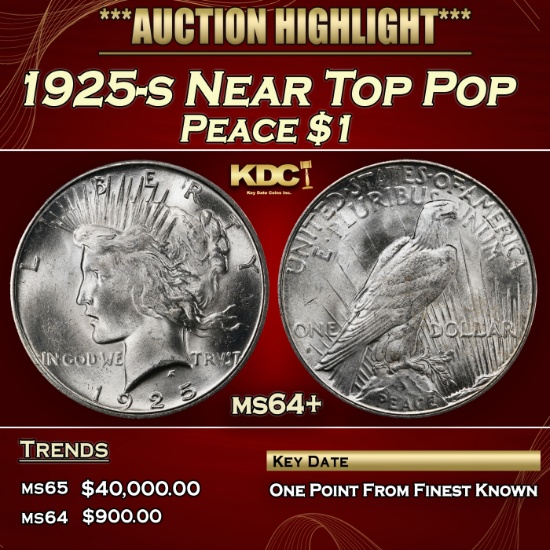 1925-s Peace Dollar Near Top Pop $1 ms64+ SEGS