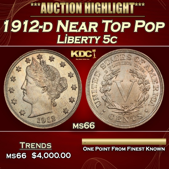 1912-d Liberty Nickel Near Top Pop 5c ms66 SEGS