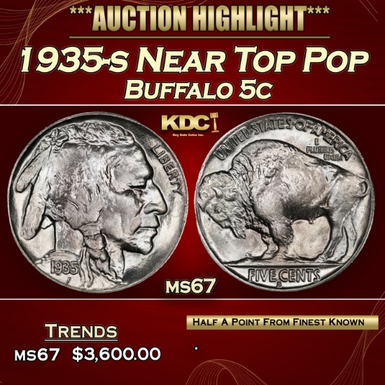 1935-s Buffalo Nickel Near Top Pop 5c ms67 SEGS