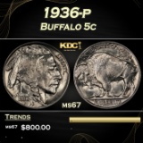 1936-p Buffalo Nickel 5c ms67 SEGS