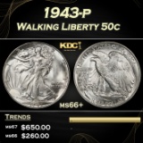 1943-p Walking Liberty Half Dollar 50c ms66+ SEGS