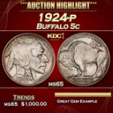 1924-p Buffalo Nickel 5c ms65 SEGS