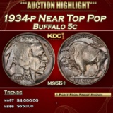 1934-p Buffalo Nickel Near Top Pop 5c ms66+ SEGS