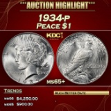1934-p Peace Dollar $1 ms65+ SEGS