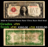1928 $1 United States Note Ultra Rare Red Seal Grades vf+