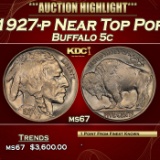 1927-p Buffalo Nickel Near Top Pop 5c ms67 SEGS