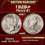 1928-p Peace Dollar $1 ms65 SEGS