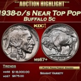 1938-d/s Buffalo Nickel Near Top Pop 5c ms67+ SEGS