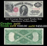 1917 $1 Large Size Legal Tender Note Grades Select AU Signatures Teehee/Burke