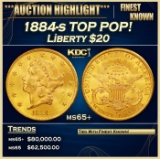 1884-s Gold Liberty Double Eagle TOP POP! $20 ms65+ SEGS
