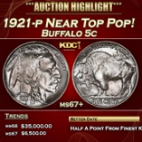 1921-p Buffalo Nickel Near Top Pop! 5c ms67+ SEGS