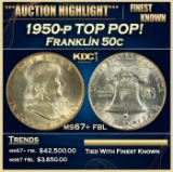 1950-p Franklin Half Dollar TOP POP! 50c ms67+ fbl SEGS