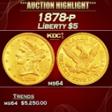 1878-p Gold Liberty Half Eagle $5 ms64 SEGS