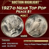1927-d Peace Dollar Near Top Pop $1 ms66 SEGS