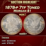 1878-p 7tf Morgan Dollar Toned $1 ms65+ SEGS