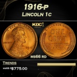 1916-p Lincoln Cent 1c Grades ms66 rd
