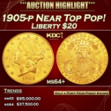 1905-p Gold Liberty Double Eagle Near Top Pop! $20 ms64+ SEGS
