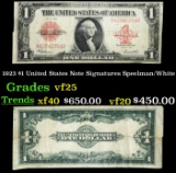 1923 $1 United States Note Grades vf+ Signatures Speelman/White