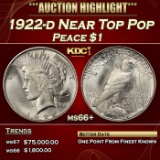 1922-d Peace Dollar Near Top Pop $1 ms66+ SEGS