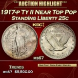 1917-p Ty II Standing Liberty Quarter Near Top Pop 25c ms67 SEGS