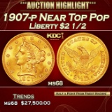 1907-p Gold Liberty Quarter Eagle Near Top Pop $2 1/2 ms68 SEGS