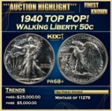 1940 Proof Walking Liberty Half Dollar TOP POP! 50c pr68+ SEGS