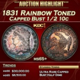 1831 Capped Bust Half Dime Rainbow Toned 1/2 10c ms65+ SEGS