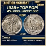 1938-p Walking Liberty Half Dollar TOP POP! 50c ms68 SEGS