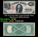 1917 $1 Large Size Legal Tender Note Grades xf Signatures Elliott/Burke