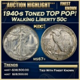 1940-s Walking Liberty Half Dollar Toned TOP POP! 50c ms67+ SEGS