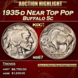 1935-d Buffalo Nickel Near Top Pop 5c ms67 SEGS