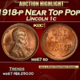 1918-p Lincoln Cent Near Top Pop! 1c ms67 rd SEGS