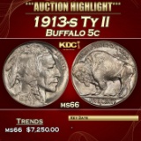 1913-s Ty II Buffalo Nickel 5c ms66 SEGS