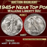 1945-p Walking Liberty Half Dollar Near Top Pop 50c ms67 SEGS