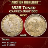 1835 Capped Bust Half Dollar Toned 50c ms62 USCG