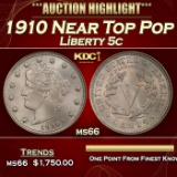 1910 Liberty Nickel Near Top Pop 5c ms66 SEGS