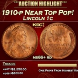 1910-p Lincoln Cent Near Top Pop! 1c ms66+ rd SEGS